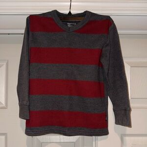 Gray and Red Striped Kids Shirt